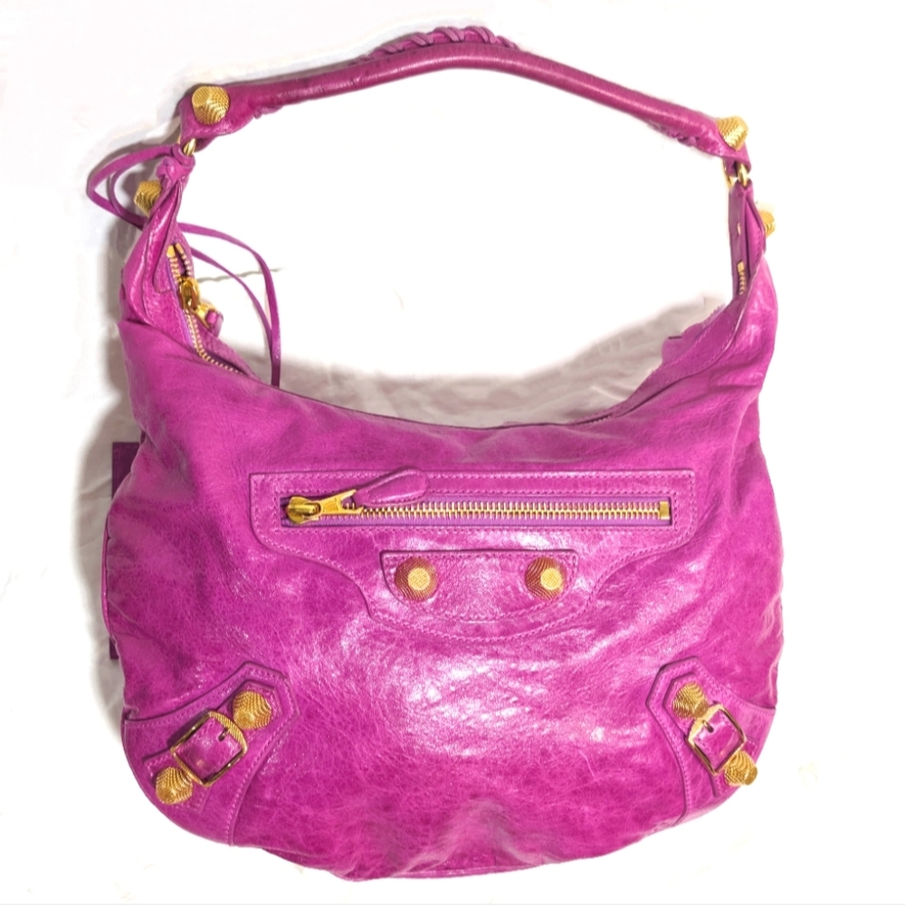 Balenciaga Hot Pink Leather Hobo Bag with Gold Hardware - Picture 9 of 16